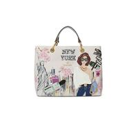 Braccialini Cartoline New York Borsa a mano con doppio manico e tracolla removibile e regolabile sulla quale è rappresentata la fantastica New York. Decorata con una stampa vivace e dettagli