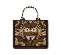Braccialini Queen Borsa a mano di piccole dimensioni, realizzata in tessuto con doppio manico e tracolla regolabile e removibile per una doppia portabilità. La stampa si distingue per un raffinato