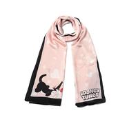 Braccialini Foulard Looney Tunes Foulard realizzato in tessuto poliestere effetto seta di colore rosa sul quale è stato stampato “Silvestro”, vari dettagli di colore bianco e nero, laterale il logo