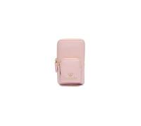 Braccialini Jinny Borsa a spalla portacellulare in similpelle di colore oro, chiusura zip e una tracolla in nastro logato rimovibile. Una tasca zip frontale.