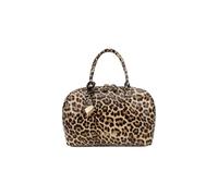 Braccialini Michelle Bauletto in pelle con stampa leopardata, con doppi manici e tracolla removibile e regolabile per una doppia portabilità. Dotata di chiusura con doppia zip in metallo dorato,