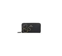 Braccialini Beth Patch Portafoglio in similpelle di colore nero modello zip around, arricchito da una decorazione con dettagli a forma di cuore in rilievo e applicazioni dorate.