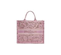 Braccialini Queen Borsa tote dalle grandi dimensioni con doppio manico, realizzata in tessuto con ricami esclusivi e motivi barocchi, dettaglio di farfalle e fiori con logo ricamato.