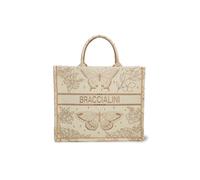 Braccialini Queen Borsa Tote Grande Doppio Manico in Tessuto con Ricami Esclusivi e Motivi Barocchi, Dettaglio di Farfalle e Fiori con Logo Ricamato