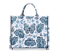 Braccialini Queen Borsa a mano di grandi dimensioni, realizzata in tessuto con doppio manico e tracolla regolabile e removibile per una doppia portabilità. Il ricamo, elegante e scenografico, si
