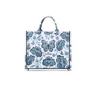Braccialini Queen Borsa a mano di grandi dimensioni, realizzata in tessuto con doppio manico e tracolla regolabile e removibile per una doppia portabilità. Il ricamo, elegante e scenografico, si