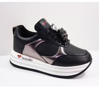 BRACCIALINI sportive sneakers zeppa moda donna NERO charms NOVITà 2024 Inverno