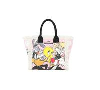 Braccialini Summer Special Lt Realizzata in canvas resistente, questa tote bag è animata da una stampa all-over che ritrae l’intera famiglia dei Looney Tunes in una vivace palette pastello effetto