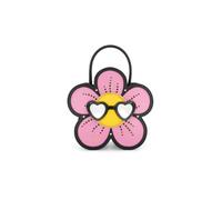 Braccialini Temini Borsa a mano in pelle dalla silhouette a maxi-margherita, pensata per portare un tocco di ironia e colore in ogni look. I petali rosa con dettagli neri e piccoli cristalli luminosi