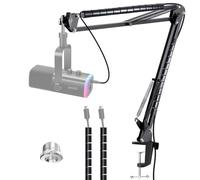Braccio a braccio compatibile con microfono dinamico Fifine (AM8), braccio per microfono Fifne XLR/USB, per videogiochi, podcast, registrazione PC, supporto regolabile per microfono a forbice