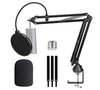 Braccio a braccio con filtro antipop, fascette per microfono, supporto professionale compatibile con Razer Seiren X Shure SM7B MV7 HyperX QuadCast S SoloCast AT2020 Blue Yeti Fifine AM8 K669B e altri