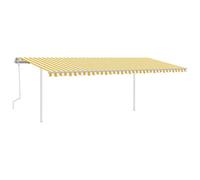 Braccio articolato 6 x 3 m, retrattile con palo, giallo e bianco, alluminio e ferro verniciato a polvere, tessuto 100% poliestere con rivestimento in poliuretano, protezione solare perfetta per il