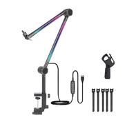 Braccio del braccio del microfono Multi direzionale regolabile Mic Stand con luce Microfono Stand Boom Arm Facile installazione Microfono professionale