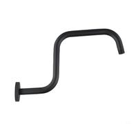 Braccio doccia con flangia, connettori maschio G1/2, a forma di S, in acciaio inox, braccio di estensione lungo a collo d'oca curvo, staffa rialzata (nero)