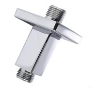 Braccio doccia diritto con flangia, quadrato, 7,6 cm, nero (cromato) | Acciaio inossidabile 304, resistente alla ruggine, resistente all'acqua dura, resistente alle alte temperature
