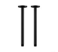 Braccio doccia in acciaio inox, 20,3 cm, montaggio a parete, | Confezione da 2 pezzi, lunghezza 20,3 cm, montaggio a soffitto, finitura nera opaca, flangia facile da installare inclusa