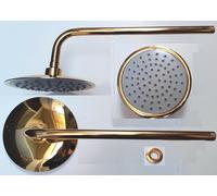 BRACCIO DOCCIA "LUSSO" CON SOFFIONE DIAMETRO Ø 200 MM. DORATO - BAGNO ORO 24KT