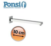 Braccio doccia quadrato L. 300 mm in ottone cromato - Ponsi