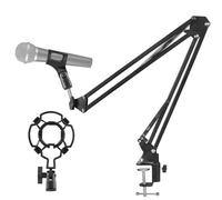 Braccio Microfono, Asta Microfono Scrivania Universale con Sospensione Antivibrazione, Regolabile e Orientabile Mic Arm per Microfoni a Condensatore a Diaframma Largo e Microfoni USB