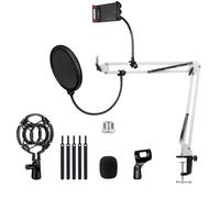 Braccio Microfono Scrivania, Braccio per Microfono, Staffa di Sospensione per Supporto per Microfono, Adatto per Ancoraggi/Registrazioni/Stazioni Radio/Studi di Trasmissione, Braccio del Braccio (Col
