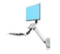 Braccio Monitor, Staffa for monitor di sollevamento montata a parete for postazione di lavoro Sit-stand for computer con molla a gas for tastiera(White)
