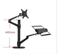 Braccio Monitor, Supporto for monitor da 17-32 pollici con doppio braccio regolabile in altezza in alluminio + supporto for laptop da 12-17 pollici con supporto for movimento completo Stabile e fermo(
