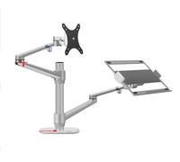Braccio Monitor, Supporto for monitor da 17-32 pollici con doppio braccio regolabile in altezza in alluminio + supporto for laptop da 12-17 pollici con supporto for movimento completo Stabile e fermo(