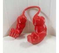 Braccio muscolare per gatto, per Halloween, scherzo, con stampa 3D, regolabile e leggero, braccio per animali domestici, cosplay, accessorio divertente per costume (rosso)