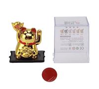 Braccio ondeggiato a energia solare Lucky Cat Ornament Wealth Fortune che accoglie decorazione di buona fortuna per la scrivania della casa Cashboard di plastica Plastica Colori (Oro)