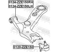 Braccio oscillante anteriore Dx Braccio trasversale oscillante 0124-ZZE150RH