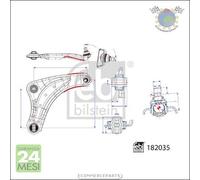 Braccio oscillante sospensione Febi Anteriore Dx Destro per NISSAN PULSAR LEAF