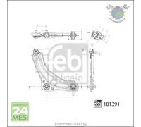 Braccio oscillante sospensione Febi Anteriore Dx Destro per RENAULT MEGANE #dy