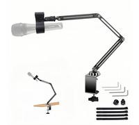 Braccio per microfono a basso profilo, girevole a 360°, regolabile, compatto e pieghevole, braccio per microfono da tavolo, supporta 2,5 kg, con adattatore a vite da 3/8" a 5/8", per streaming di