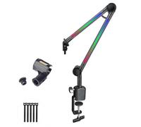 Braccio per microfono a LED, microfono da terra, per gaming, podcasting, con illuminazione regolabile, 180, braccio per microfono girevole