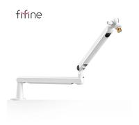 Braccio per microfono FIFINE, braccio per microfono regolabile a basso profilo con morsetto per montaggio su scrivania, cavo per streaming di giochi-Bianco BM88W