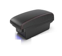 Braccioli Per Hyundai Per I20 2012 Modifica Auto Doppio Strato Vano Portaoggetti Console Centrale Rialzata Ricarica USB Accessori Interni centrale Box bracciolo(B1 Black red 3 USB)