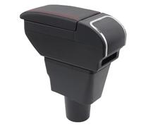 Bracciolo A Doppio Strato per Hyundai I10 2007-2019 Vano Portaoggetti nella Console Centrale con 4 Porte USB Portabicchieri Accessori per Bracciolo Colore Nero.