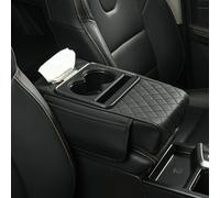 Bracciolo Auto Multifunzionale in Pelle per Ford Kuga/Puma/Puma Gen-E/Mustang GTD 2024-, con Portabicchieri, Porta Telefono e Tasca Laterale,A Black