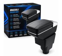 Bracciolo Auto per Ford Ecosport 2013-2017 - Poggia braccio per Auto in Pelle Nera con Posacenere e Vano Portaoggetti