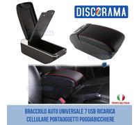 BRACCIOLO AUTO UNIVERSALE 7 USB RICARICA CELLULARE PORTAOGGETTI POGGIABICCHIERE