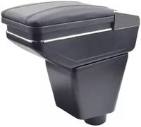Bracciolo centrale per auto, organizer per console centrale, contenitore per braccioli, in pelle, colore nero, girevole 3D, coperchio scorrevole, portacenere compatibile con Renault