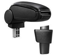 Bracciolo centrale - Poggiabraccio con vano portaoggetti - imbottito - in similpelle - nero con cucitura bianca