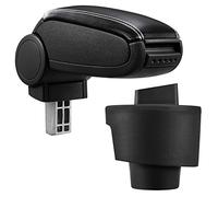 Bracciolo centrale - Poggiabraccio con vano portaoggetti - imbottito - in similpelle - nero con cucitura bianca