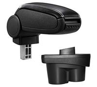 Bracciolo centrale - Poggiabraccio con vano portaoggetti - imbottito - in similpelle - nero con cucitura bianca