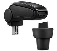 Bracciolo centrale - Poggiabraccio con vano portaoggetti - imbottito - in similpelle - nero con cucitura bianca