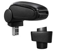 Bracciolo centrale - Poggiabraccio con vano portaoggetti - imbottito - in similpelle - nero con cucitura bianca