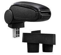 Bracciolo centrale - Poggiabraccio con vano portaoggetti - imbottito - in similpelle - nero con cucitura bianca