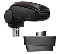 Bracciolo centrale - Poggiabraccio con vano portaoggetti - imbottito - in similpelle - nero con cucitura rossa