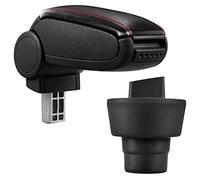 Bracciolo Centrale - Poggiabraccio con vano portaoggetti - Imbottito - in Similpelle - Nero con Cucitura Rossa