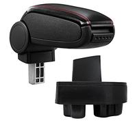 Bracciolo centrale - Poggiabraccio con vano portaoggetti - imbottito - in similpelle - nero con cucitura rossa